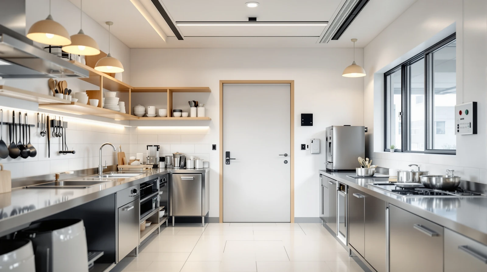 シェアキッチン 利用者 時間制 入室 管理 - Bright and modern Japanese shared commercial kitch