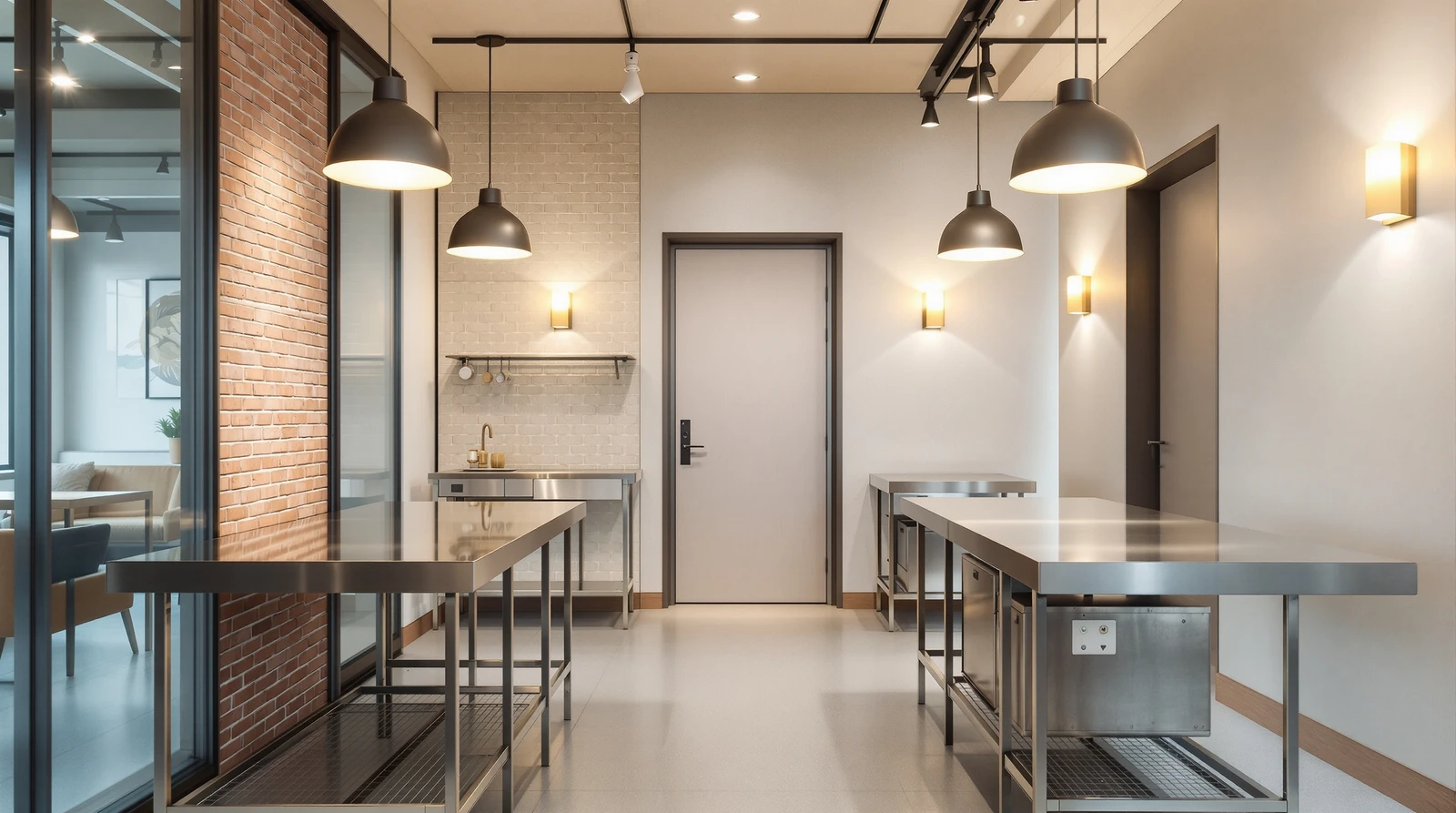 シェアキッチン 利用者 時間制 入室 管理 - Interior of a Japanese shared kitchen studio with 